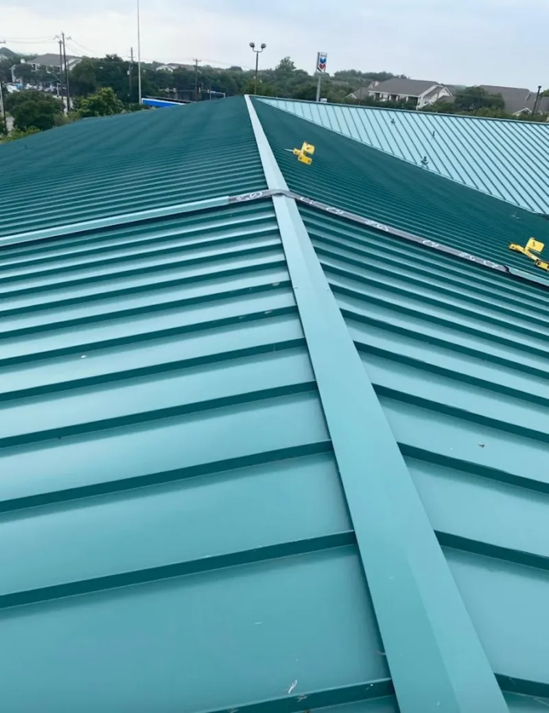 Green commercial metal roof ridge and valley for Metal Roof Repair in Del Aire